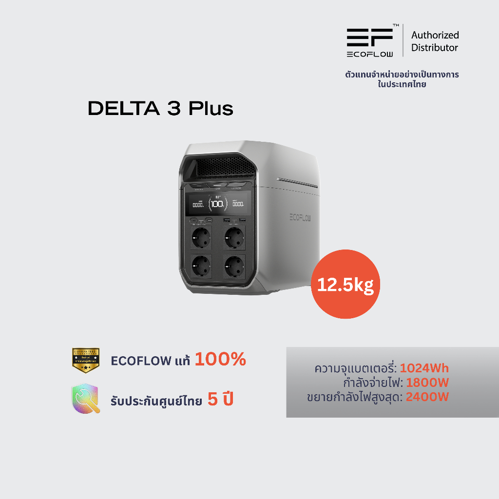 ECOFLOW DELTA 3 PLUS POWER STATION (1800W) อุปกรณ์สำรองไฟ อุปกรณ์จ่ายไฟพกพา