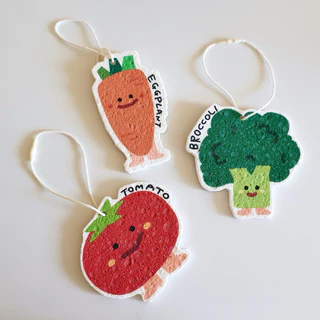 พร้อมส่ง🌈 ฟองน้ำล้างจาน Vegetables ผักรวม ฟองน้ำเยื่อไม้ไผ่ บีบอัด dishwashing sponge 60060