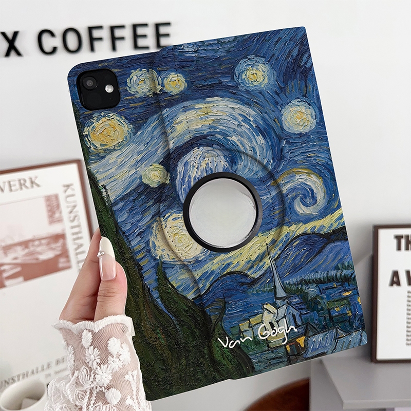 🚀จัดส่งทันที🚀เคสไอแพด การหมุน 360 องศา สไตล์การวาดภาพสีน้ำมัน Gen12 Air7/6 11 Gen9/8/7 10.2 เคสipad
