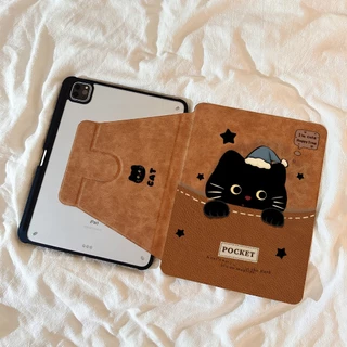 🚀จัดส่งทันที🚀เคสไอแพด การหมุน 360 องศา ราตรีสวัสดิ์นะเจ้าแมว Gen12 Pro13 Air7/6 11 น่ารัก เคสipad
