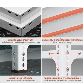 BMZAR ชั้นวางของ 200CM ชั้นเก็บของ 3/4/5ชั้น เหล็ก รุ่นอัพเกรด+ปะเก็น+สกรู ปรับความสูงได มีสีดำและสีขาว