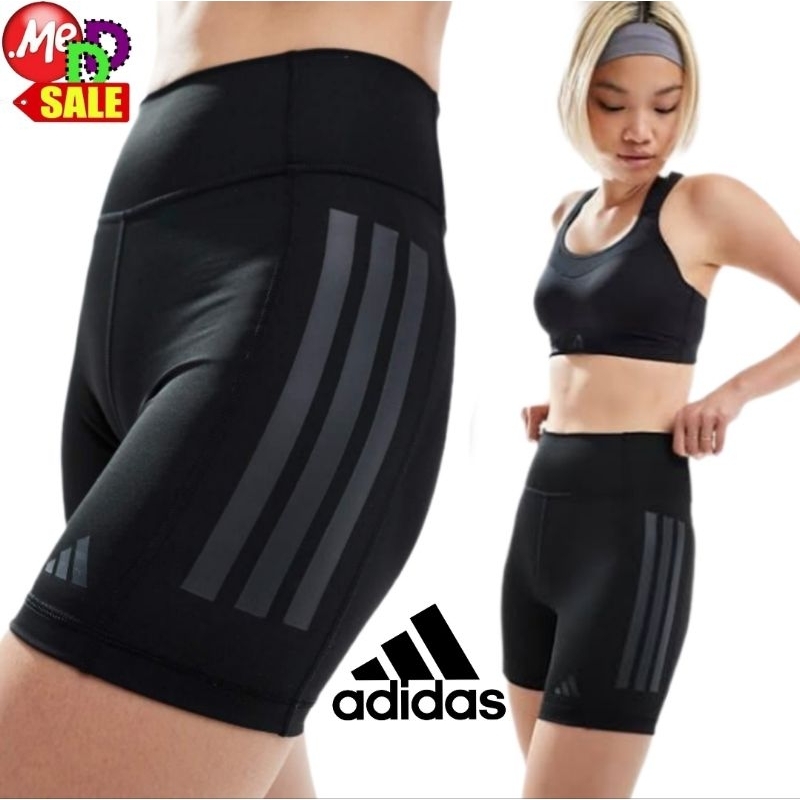 Adidas - ใหม่ กางเกงรัดรูป เอวสูง ใส่ออกกำลังกาย 3-Stripes High-Rise Short JG6144 IK5482 IK5480 JX28