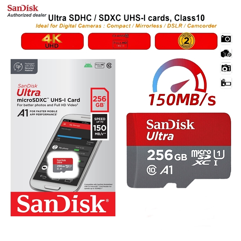 256GB MICRO SD CARD (ไมโครเอสดีการ์ด) SANDISK ULTRA MICROSDXC UHS-I CARD (SDSQUAC-256G-GN6MN)
