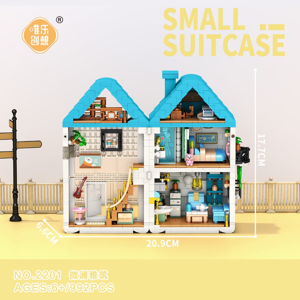 Street View Building ของเล่นบล็อคตัวต่อ ตัวต่อสร้างบ้านหลากสี ประกอบของเล่นเพื่อการศึกษาบของขวัญ DIY - รูปที่ 6