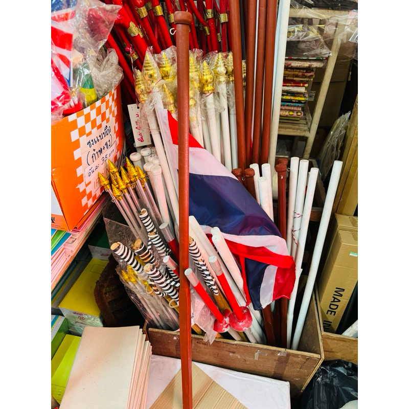 เสาธง เสาธงไม้ เสาธงชาติ ขนาด สูง 1 เมตร 1.5เมตร 2 เมตร แถม ขอเกี่ยวธง ไม้หนา ขาว เสาธงน้ำตาล เสาธง ลูกเสือ  US.Station - รูปที่ 7