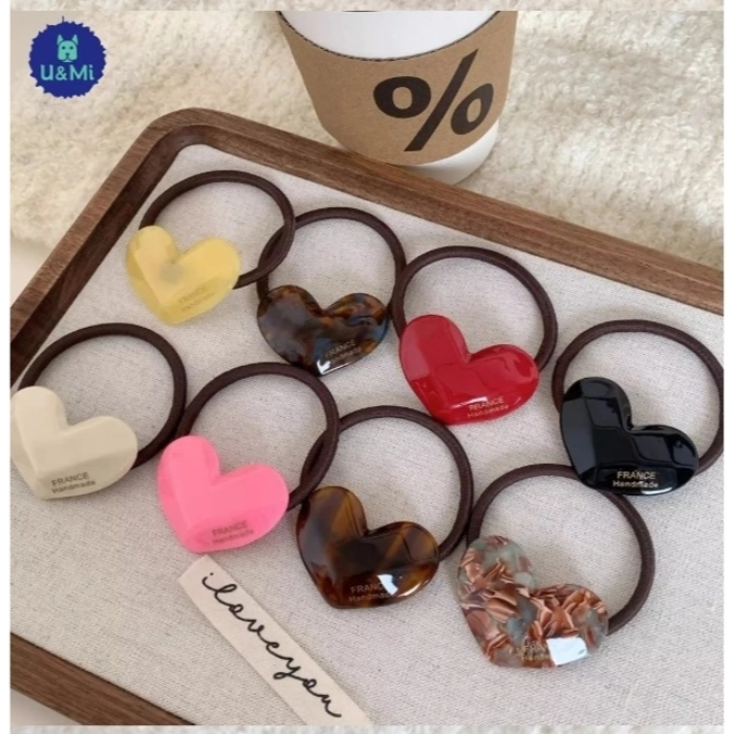 ผ้าผูกผมเกาหลี ฉลากทอง อะซิเตท love hair tie สาวหวาน ผ้าผูกผมเงา ผ้าผูกผมเข้าง่าย ผ้าผูกผมหางม้าสูง