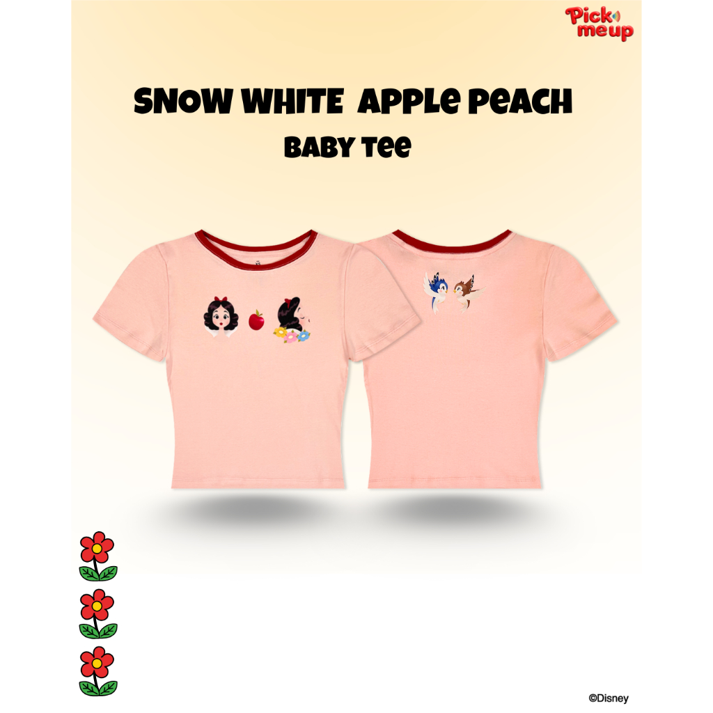 PickMeUp เสื้อ Baby Tee ลาย Snow White: Apple Peach