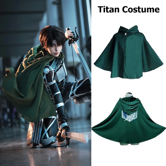 🔥ส่งจากกรุงเทพฯ🔥เสื้อไททัน เสื้อหน่วยสำรวจ Attack on Titan ผ่าพิภพไททัน Anime Cosplay Green Cloak Scout