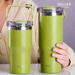 Diller Thailand Thermo Tumbler 900ml แก้วเก็บอุณหภูมิ เก็บร้อน-เย็น ฟรี! หลอดซิลิโคนปราศจากสาร BPA ฝา 2 in 1 ส่งจากกทม.