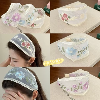 Cicishop(278)Flowers Headband 🌸 คาดผมถักลายดอกไม้ ใส่แมตช์ลุคหวานๆ