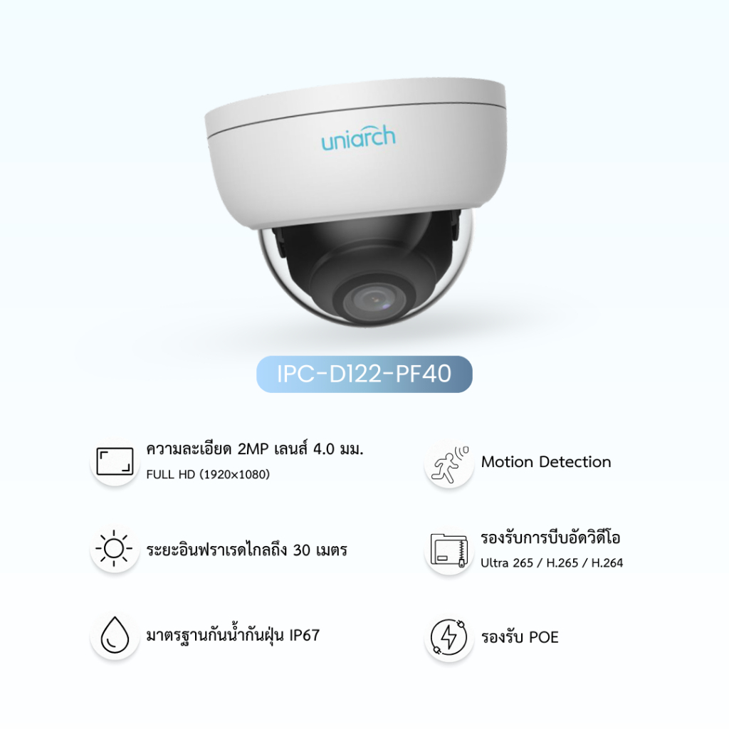 Uniarch กล้องวงจรปิด IP Camera 2MP รุ่น IPC-D122-PF40(4.0mm)  [ รับประกัน 1 ปี ]