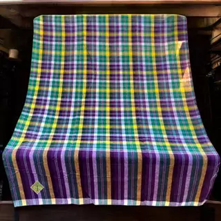 ผ้าขาวม้า ผ้าฝ้าย 100 %ตรารถไฟ ผ้าไม่หด สีไม่ตก เย็บชายทุกผืน ขนาด 80×190 cm ขนาดมาตรฐาน