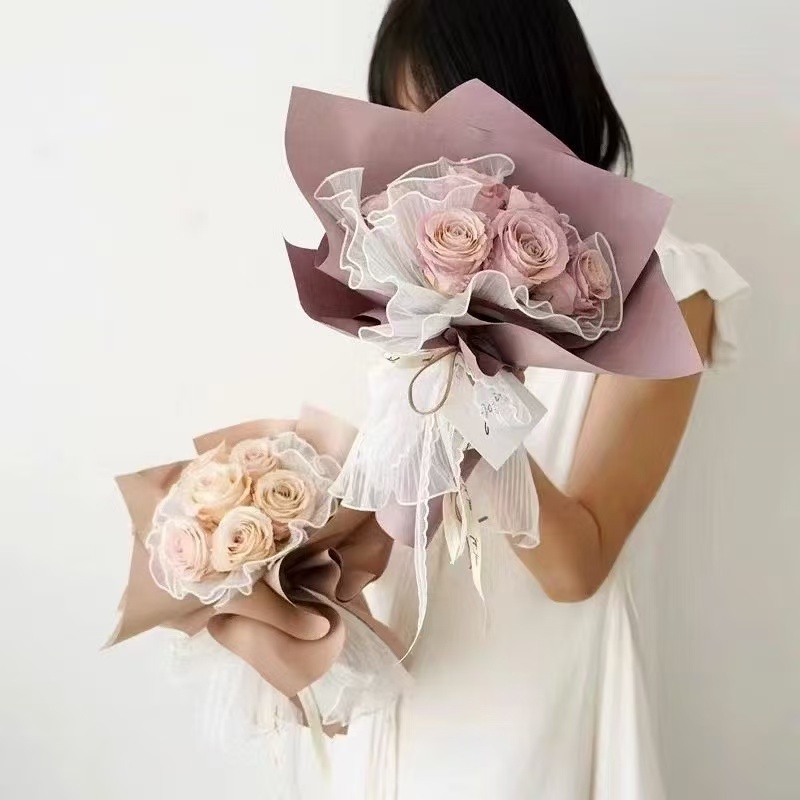 กระดาษห่อช่อดอกไม้ 4 เมตร / เส้นด้ายตาข่ายขอบลูกไม้มุก / วัสดุบรรจุภัณฑ์ดอกไม้ / อุปกรณ์ตกแต่งงานแต่งงาน วันวาเลนไทน์DIY - รูปที่ 7