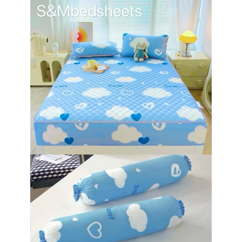 ผ้าปูที่นอนเสริมใยนุ่มครบชุด ผ้าปู+ปลอกหมอน+ปลอกหมอนข้าง สีพื้น/ลายการ์ตูน รัดมุม360องศา หนา12นิ้ว thumbnail 6
