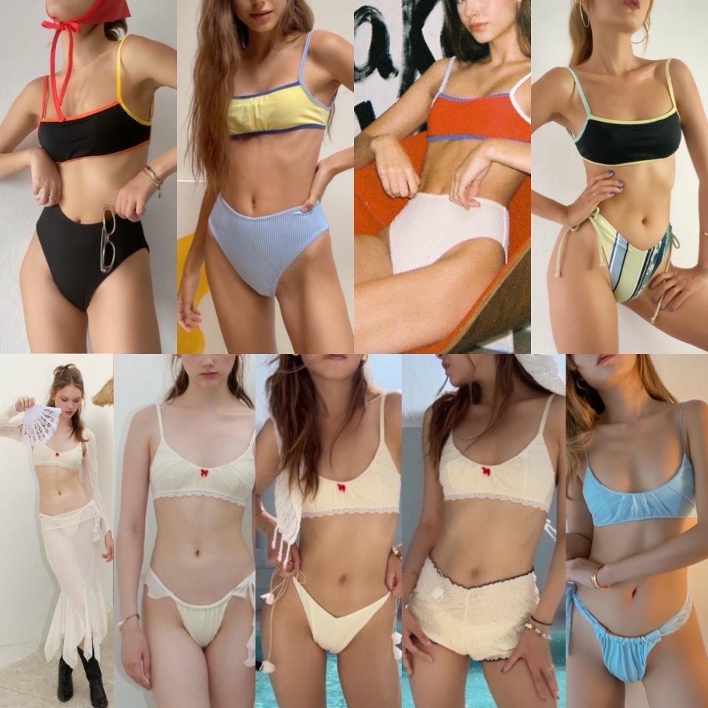 Try_yorata l Camisole bikini top บิกินี่ ชุดว่ายน้ำสายเดี่ยวครบเซ็ท เสื้อและกางเกง สีสันน่ารัก