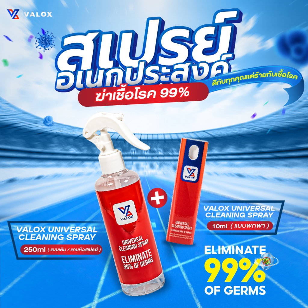 Valox Universal Cleaning Spray Set (แบบพกพา 10ml. + แบบเติม 250ml.) สเปรย์อเนกประสงค์ฆ่าเชื้อโรค 99%