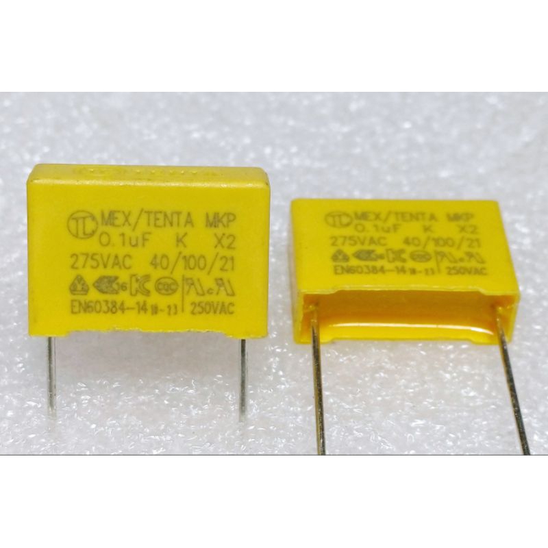 Tenta MKP X2  0.1uf 104 100nf 275 VAC Metallized Polypropylene Film Capacitor ตัวเก็บประจุ คาปาซิเตอร์