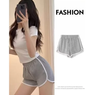 🍒พร้อมส่ง🍒ราคาถูกที่สุดกางเกงขาสั้นผู้หญิงลำลองเอวสูง ขากว้าง หลวม สไตล์เกาหลีใส่สบาย