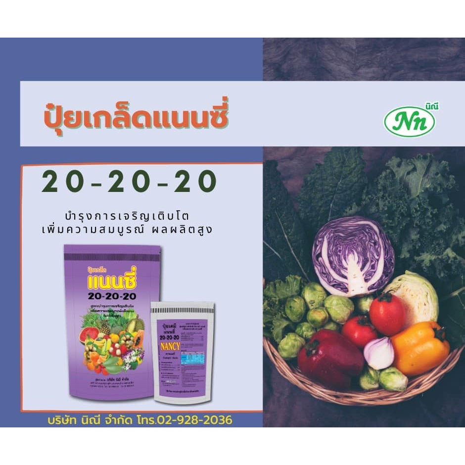 ปุ๋ยเกล็ดผง แนนซี่ 20-20-20 ช่วยบำรุงทุกส่วน ทุกช่วงอายุ บำรุงดอก บำรุงผล