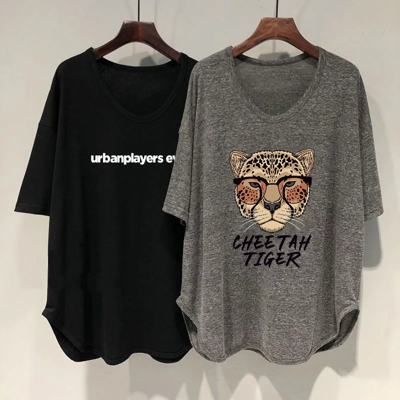 เสื้อยืดผู้หญิงแฟชั่นมาใหม่ oversize เสื้อผ้าสาวอวบอ้วนไซส์ใหญ่ 90โลสวยๆ เสื้อโอเวอร์ไซส์แขนสั้นลําลองทรงหลวมสไตล์เกาหลี