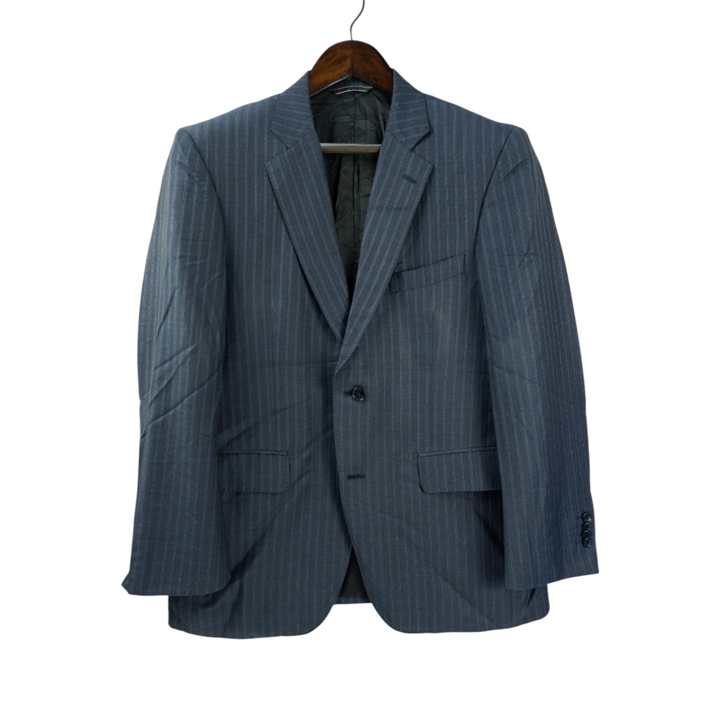 สูท Zegna อก42 ผ้าWool สีเทาเข้ม ลายStripe Japan Full Canvas สูทผู้ชาย สูทผู้หญิง สูทแบรนด์เนม