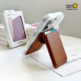 iStar Wallet ใส่บัตร Magnetic แบบหนัง ตั้งพับเก็บได้ สำหรับโทรศัพท์หรือเคสที่ ชาร์จไร้สาย