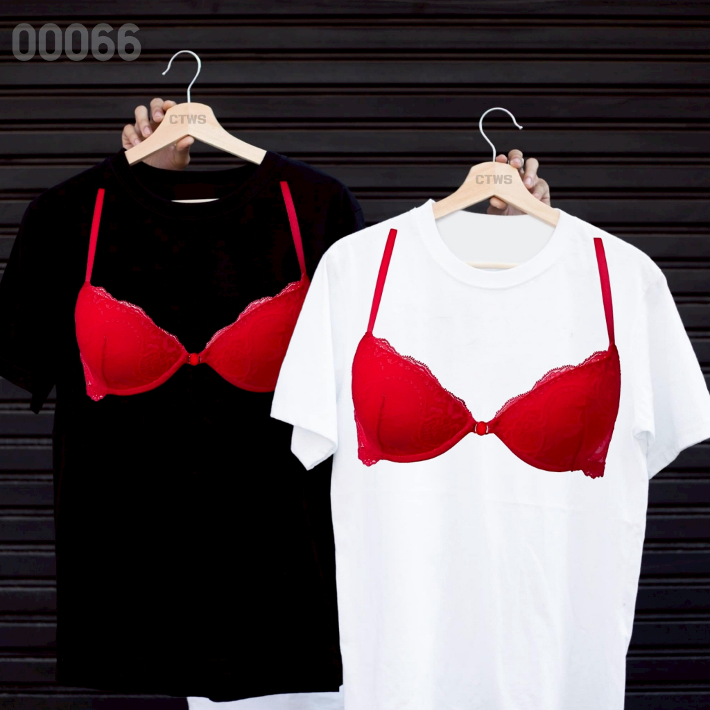 เสื้อยืดสกรีนลาย " เสื้อในสีแดง " เสื้อยืดผ้า MICRO POLYESTER 100% เสื้อยืดผ้าไมโครโพลีเอสเตอร์ 100%