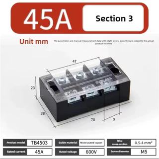 45A เทอร์มินอล บล็อกต่อสาย Terminal รุ่น TB45 3-12 ช่อง (45A 600V) Terminal Block TB-45