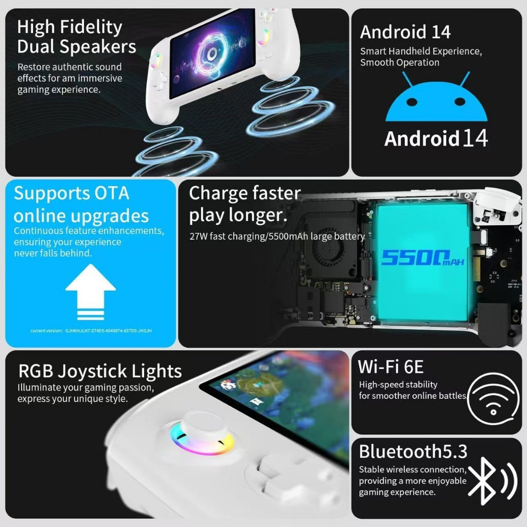 [พร้อมส่ง/มีของแถม] Anbernic RG557 เครื่องเกมพกพา Dimensity 8300 Ram 12 Android 14 หน้าจอ OLED 5.48 นิ้ว รองรับเกม PS2