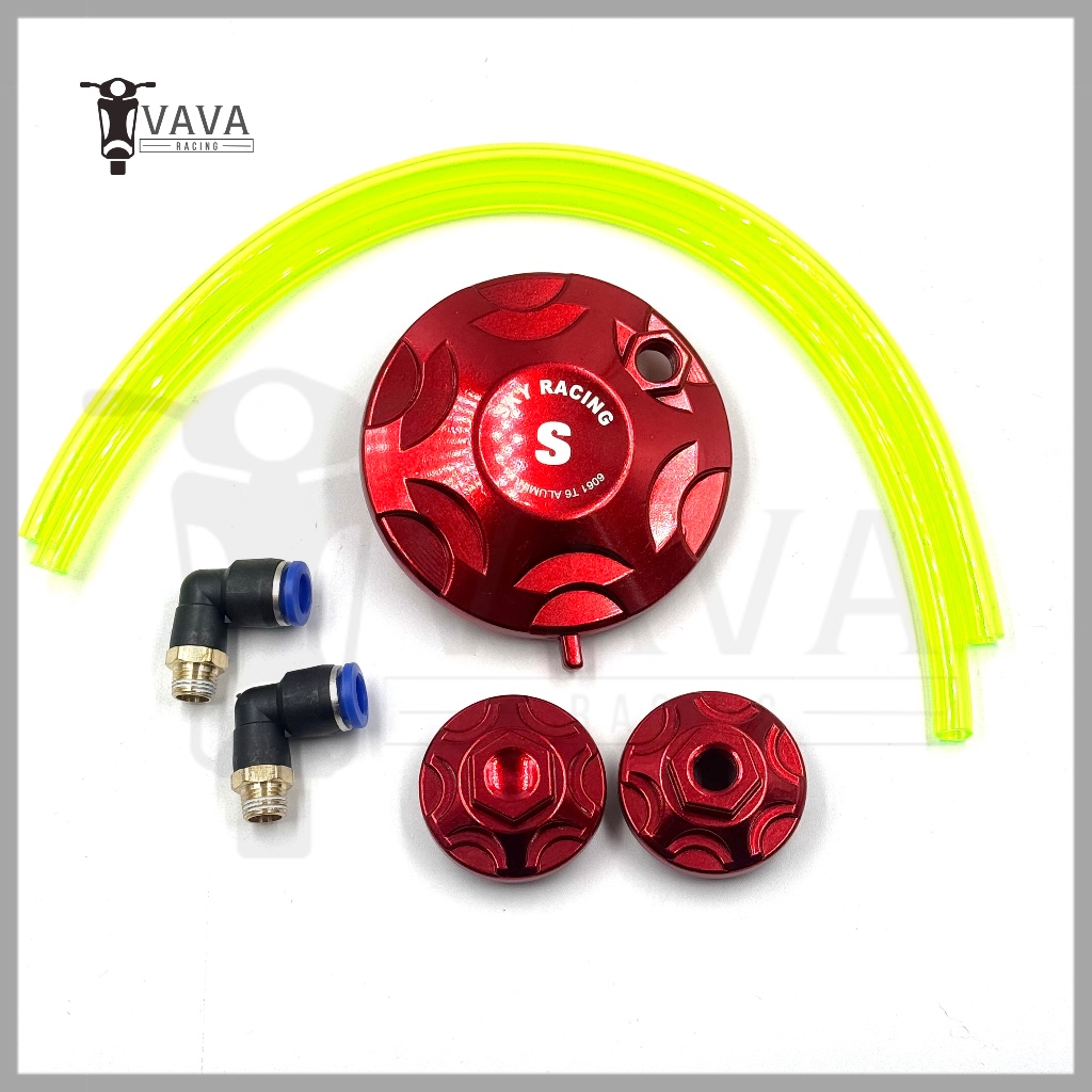 ฝาวาวล์ ​+ ฝาปิดโซ่ราวลิ้น รุ่น WAVE100/110/100z/100s/ubox /ดรีมนิว/ไนท์110 งานอลูมิเนียม (เป็นชุด พร้อมสายระบาย,หัวฟิตต - รูปที่ 3