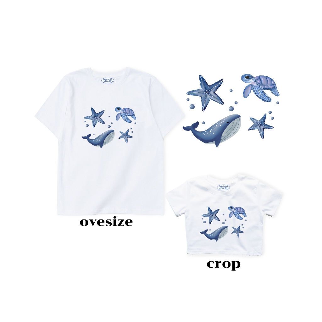 resign studio - crop&oversize ลาย Blue ocean🐟