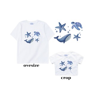 resign studio - crop&oversize ลาย Blue ocean🐟