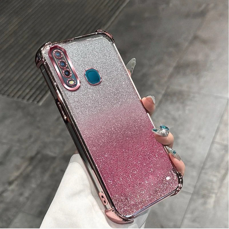 เคสโทรศัพท์ สำหรับรุ่น Vivo Y11 Y12 Y15 Y17 เคส หรูหรา กากเพชร 2in1 ไล่โทนสีสวย กันกล้อง กันกระแทกมุม F8