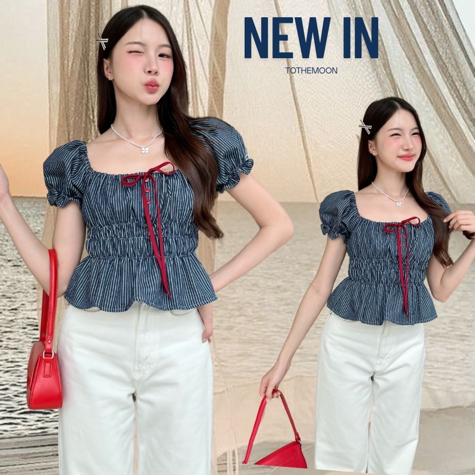 Tothemoon เสื้อแขนตุ๊กตา แต่งจั้มเอว 2 ชั้น เนื้อผ้ามีเทคเจอร์ KN.Clothes