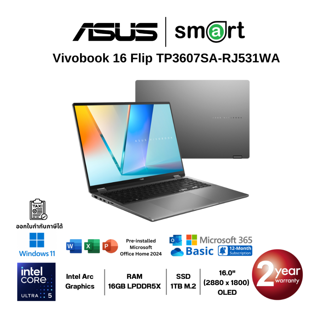ASUS Vivobook 16 Flip TP3607SA-RJ531WA Intel Core Ultra 5 226V/16GB/1TB/16.0"/Win11+Office (Matte Gr