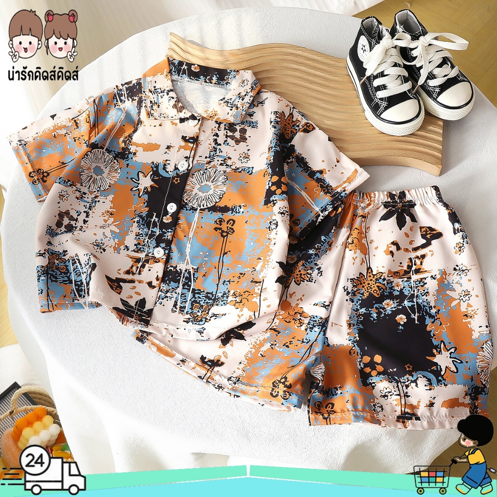 ชุดเสื้อเชิ้ตเด็ก ชุดฤดูร้อนสำหรับเด็ก ผ้าเบา ใส่สบาย ระบายอากาศดี ไซส์80-150