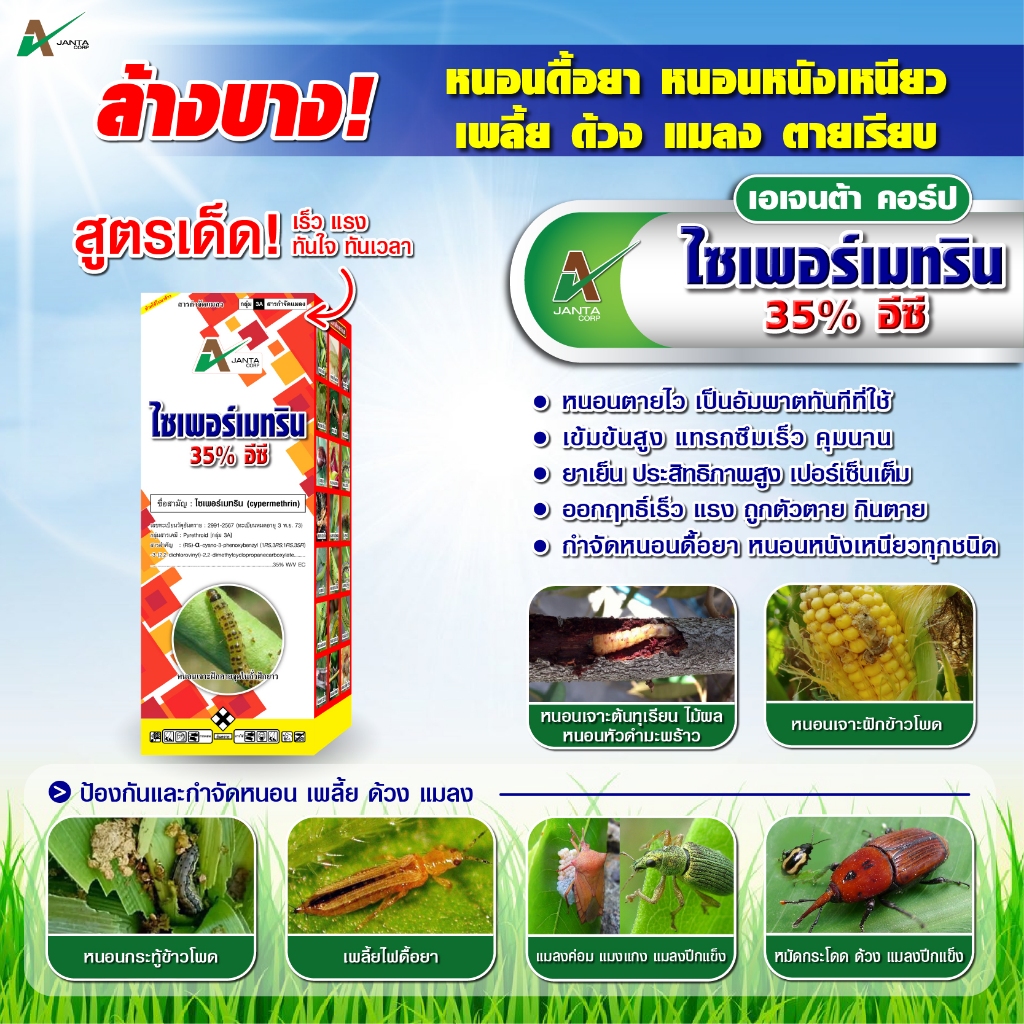 ไซเพอร์เมทริน เอเจนต้า คอร์ป ยาน๊อค สารป้องกันกำจัดแมลง กำจัดเพลี้ย กำจัดไร กำจัดหนอน แมลงปีกแข็ง ด้วง (1 ลิตร)