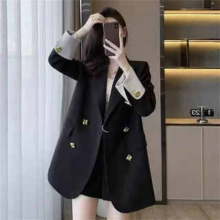 SUIT-24🌽เสื้อเบลเซอร์ สไตล์เกาหลี ตัวใหญ่ ใส่สบาย โอเวอร์ไซซ์ ผู้หญิง เสื้อแฟชั่น กระดุม 4เม็ด ใส่ทำงาน ทรงสวย🌽