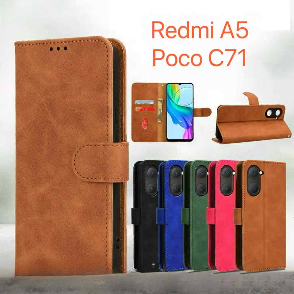 เคสฝาพับหนัง XUNTE กระดุมแม่เหล็กล็อก สำหรับ Xiaomi Redmi A5 /PoCo C71 เคสกันกระแทกตั้งได้