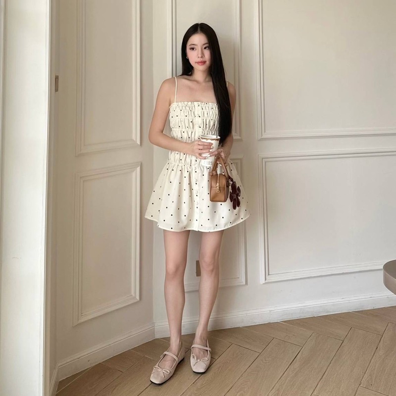 Daiquinii.bkk-Honey dress polka dot cream ราคา ถูกที่สุด ดีลบีเคเค แกลเลอรีภาพที่ 5