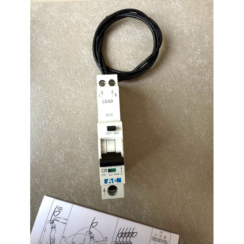 EATON อุปกรณ์ป้องกันไฟดูด (RCBO) แบบ 1+N Pole 20A และ16A, 10kA | Model : eRBM-20/1/C/003 และeRBM-16/