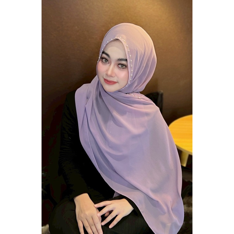 ฮีญาบชีฟองพันยาว ปักมุกเส้นเดียว(ลายฮิต)🫧💕 - รูปที่ 2