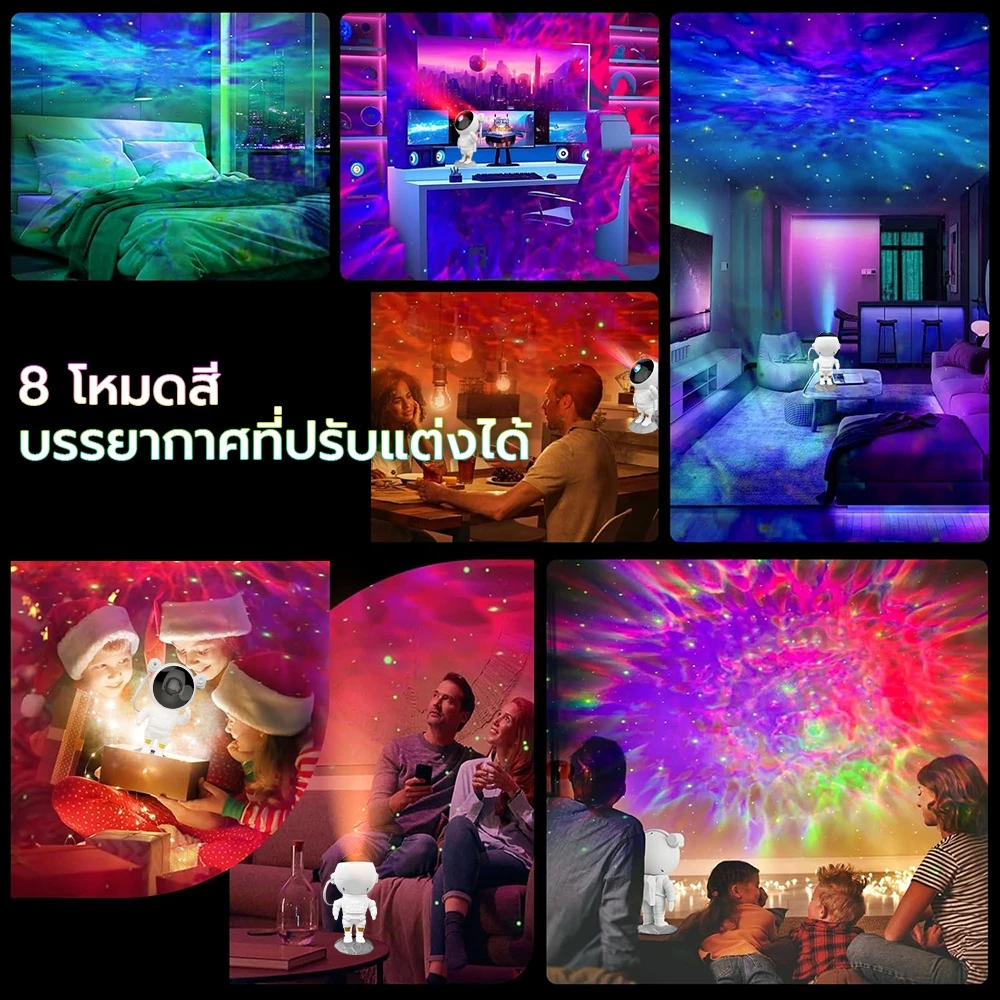 AIDIY โปรเจคเตอร์อวกาศ 8 โหมด RGB 360° ปรับได้ รีโมทคอนโทรล ไฟกลางคืนห้องนอน/ห้องนั่งเล่น | รับประกัน 12 เดือน - รูปที่ 7