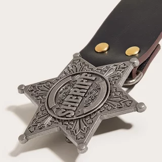 เข็มขัดแฟชั่นวินเทจ สาย PU สไตล์พังค์ ประดับหมุด Punk rock style belt