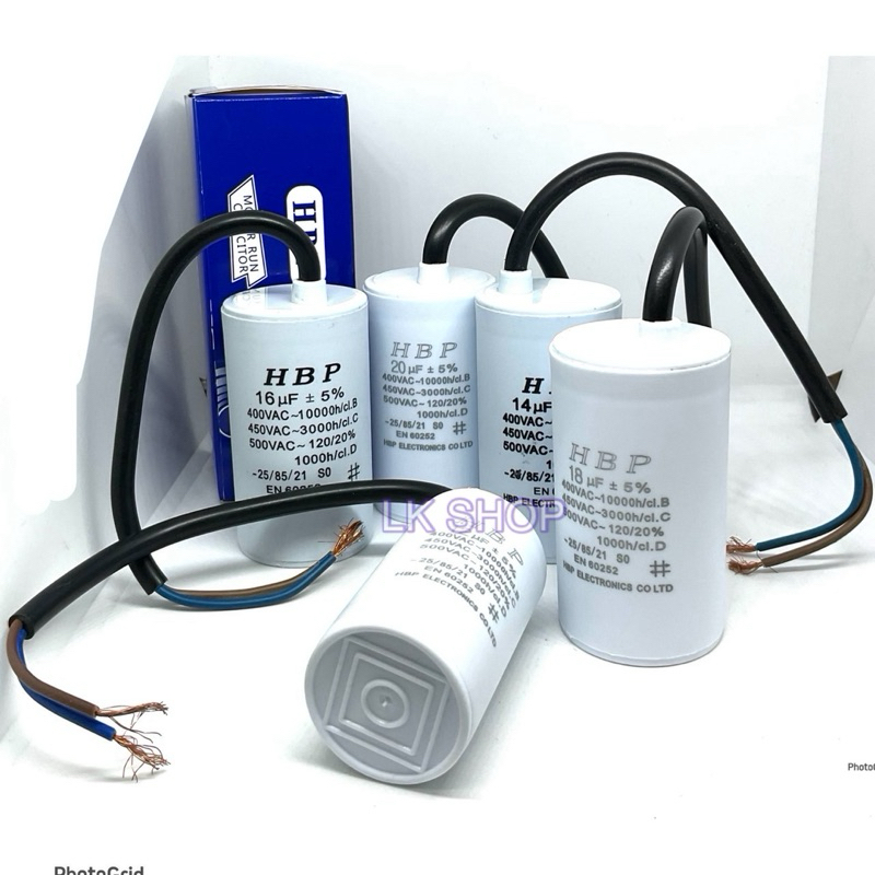12uf 14uf 16uf 18uf 20uf Capacitor คาปาซิเตอร์ แคปสตาร์ท แคปรัน แบบสาย 450VAC