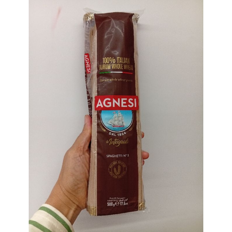 Agnesi Whole Wheat Spaghetti 500g พาสต้าโฮลวีทเส้นกลม500กรัม