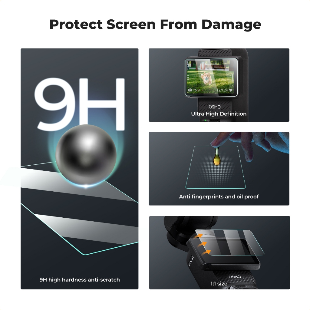 K&F CONCEPT DJI POCKET3 Body Screen Protector DJI POCKET3 Lens Screen Protector+Cleaning Cloth