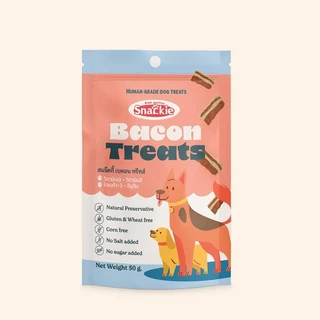 Snackie Bacon Treats ขนมสุนัข 50g x12 ขนมหมา เบคอนทรีทส์ อาหารสัตว์เลี้ยง