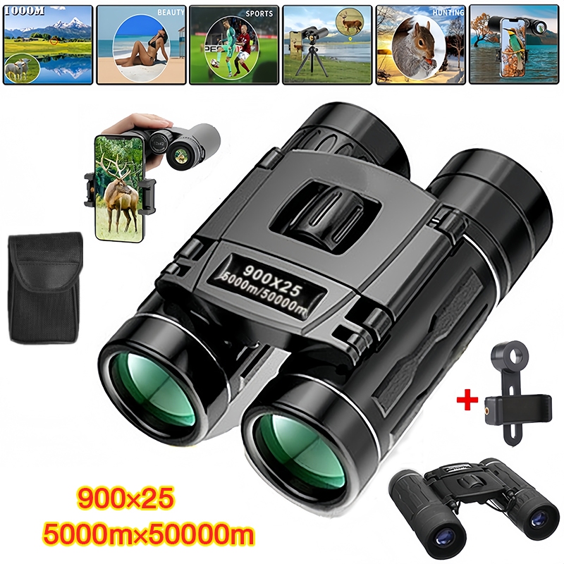 ซูม HD แบบพกพา 5000m/50000m กล้องส่องทางไกล 900*25 พับทางไกลวิสัยทัศน์ กลางแจ้งตั้งแคมป์กีฬา