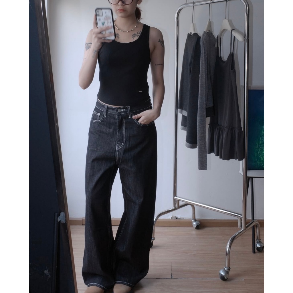 (พร้อมส่ง) g.glur | Stitch denim